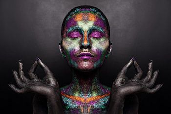 Neon kleur glitter vrouw portret - LUSE ART