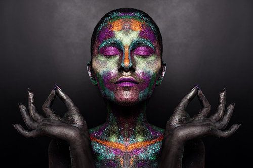 Portrait de femme pailleté couleur fluo - LUSE ART