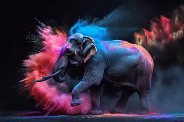 Olifant in het kleuren Woud van Eva Lee