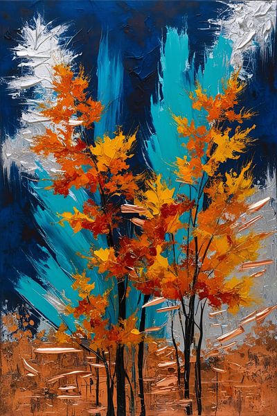 Abstract autumn landscape with trees by Art & Soul Creations