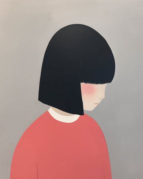 Modern en abstract minimalistisch portret van Carla Van Iersel