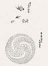 Japanse kunst. Vintage ukiyo-e houtsnede van Tagauchi Tomoki Vlinders en vogels 3 van Dina Dankers thumbnail
