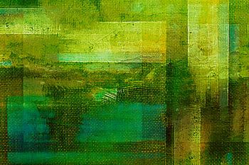 Nature fantasy, modern expressionist abstraction in green gold