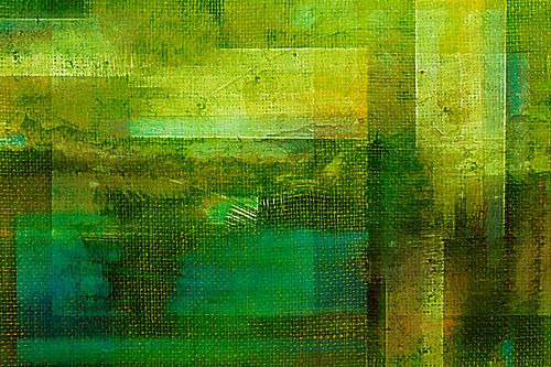 Nature fantaisie, abstraction expressionniste moderne en vert or