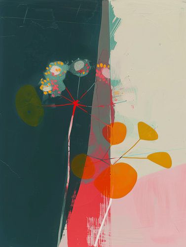 Botanical abstract with neon accents