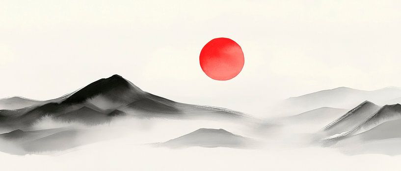 Sonniger Bergblick im Nebel von Poster Art Shop