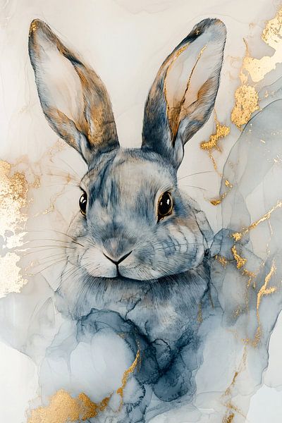 Kaninchen mit goldenen Details von Imperial Art House