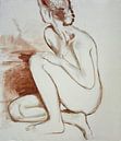 Nude sexy woman crouching, Hubertine Heijermans by Atelier Liesjes thumbnail