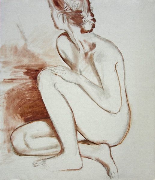 Nude sexy woman crouching, Hubertine Heijermans by Atelier Liesjes