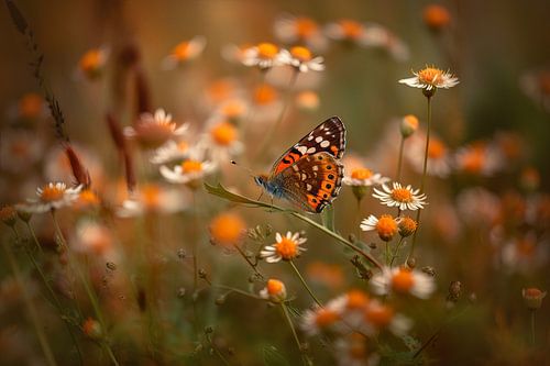 Orange Butterfly in a Wildflower Field – Summer Art by Joriali photography and paintings