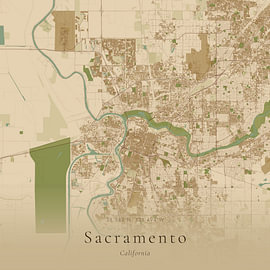 Historische Landkarte von Sacramento, Vereinigte Staaten von Ortsdrucke