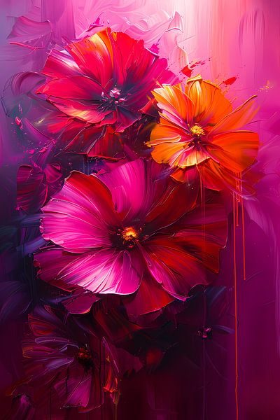 Colourful abstract floral art on canvas by Art & Soul Creations