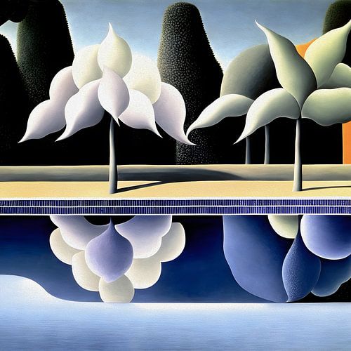 Vreemde bomen bij het zwembad