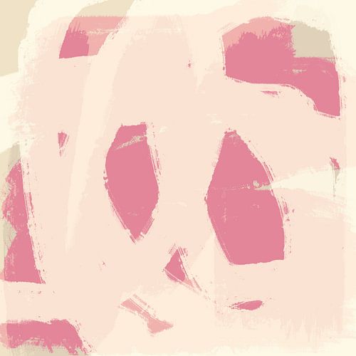 Dromerig landschap in pastelkleuren. Moderne abstracte kunst in wit en roze