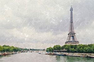 Paris, mit dem Eiffelturm an der Seine von Art by Jeronimo
