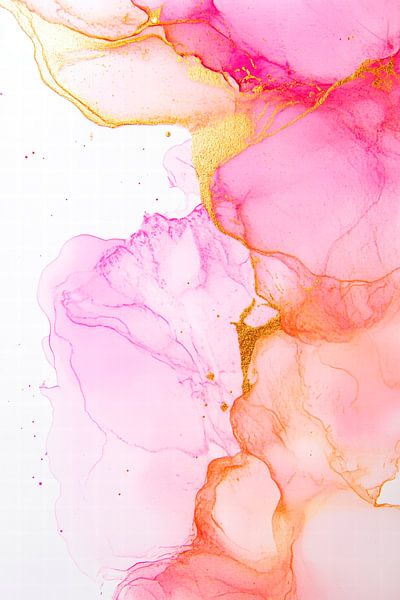 Watercolour in pink and gold by Poster Art Shop