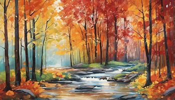 Peinture de la forêt d'automne