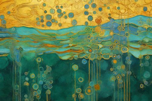 Onderwaterwereld in Blauwe en Gouden Tint