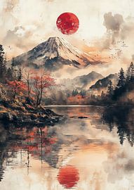 Crimson Sun Over Fuji