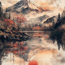 Purpurrote Sonne über dem Fuji von Lufy