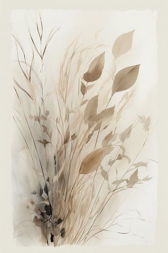 Blumenstrauß zum Trocknen von Aquarellfarben - Japandi living style