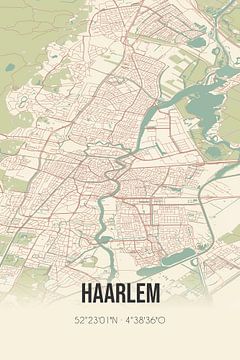 Vintage landkaart van Haarlem (Noord-Holland) van MijnStadsPoster