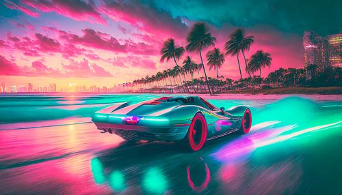 Beautiful car with palm trees