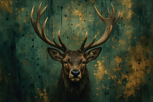 Hert met gewei op textuur