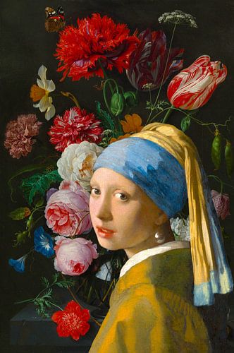 The girl with the pearl earring & Still life with flowers
