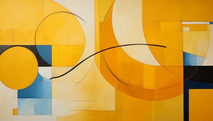 Abstracte vormen geel panorama van TheXclusive Art