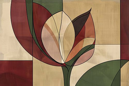 Moderne abstracte bloemillustratie met aardetinten