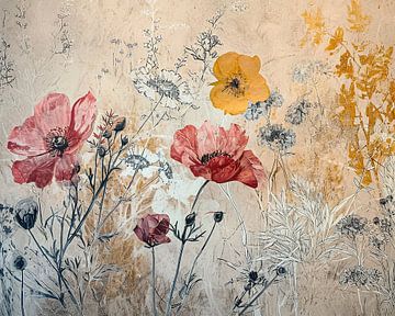Poppies | Modest flowers in gold by Art Whims