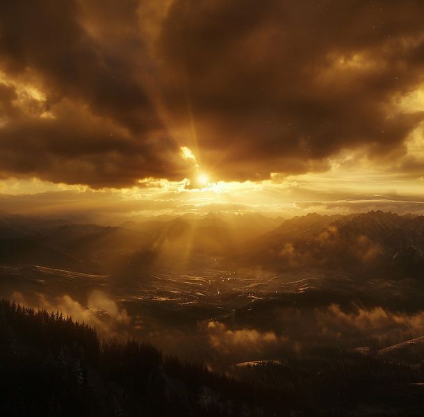 Bergidylle im Morgendunst von fernlichtsicht