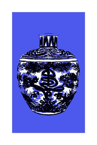 Chinesisches Porzellangefäß in Blau