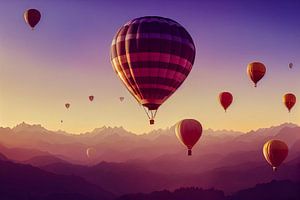 Heißluftballons am Himmel, Illustration