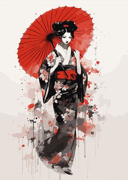 Japanse schilderkunst Ukiyo van Qreative
