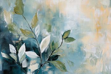 Bladerrijke tak in zachte kleuren van Poster Art Shop