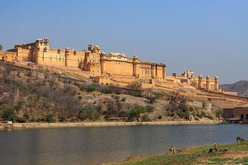 Het Amber Paleis bij Jaipur in India van Roland Brack