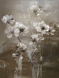 Peinture abstraite de fleurs dans des tons neutres