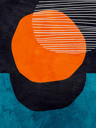 Minimalist abstract art featuring organic shapes in warm, colourful tones.
