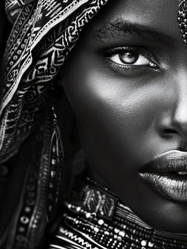 Portrait, gros plan d'une jeune femme africaine sur Carla Van Iersel