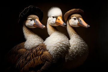 Three geese by Richard Rijsdijk