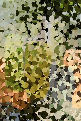 Abstract landschap in smaragdgroen, terra. Spetters.