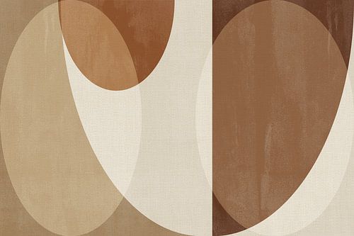 Moderne abstracte Scandinavische kunst in bruine kleuren op linnen