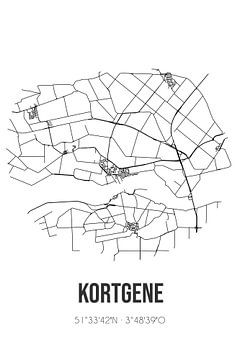 Kortgene (Zeeland) | Carte | Noir et blanc sur Rezona