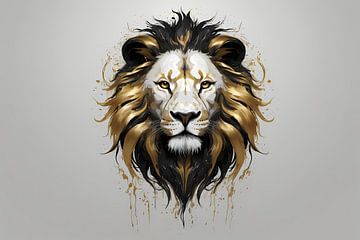 The Lion, Royal and Gold by De Muurdecoratie