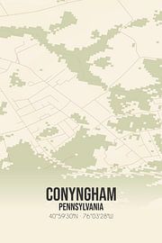 Vintage landkaart van Conyngham (Pennsylvania), USA. van Stad & Wand