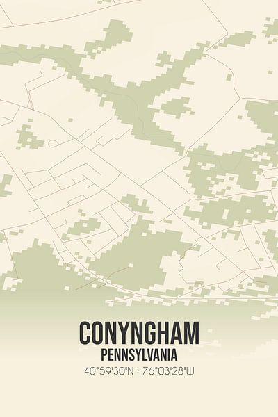 Carte ancienne de Conyngham (Pennsylvanie), USA. par Affiches de lieux