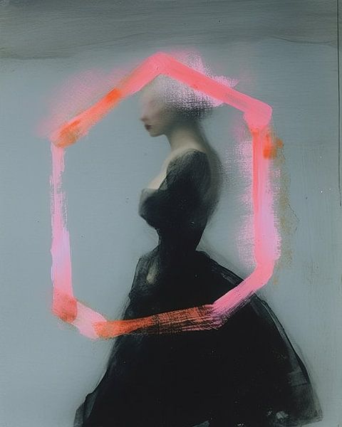 Abstract portrait &quot;A touch of neon&quot; by Carla Van Iersel