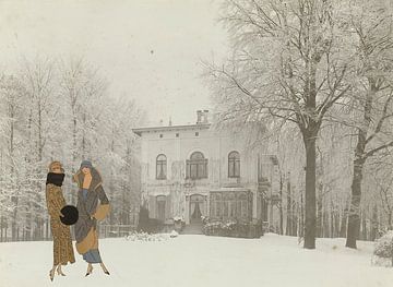Dames in Winterlandschap van Irene Hoekstra